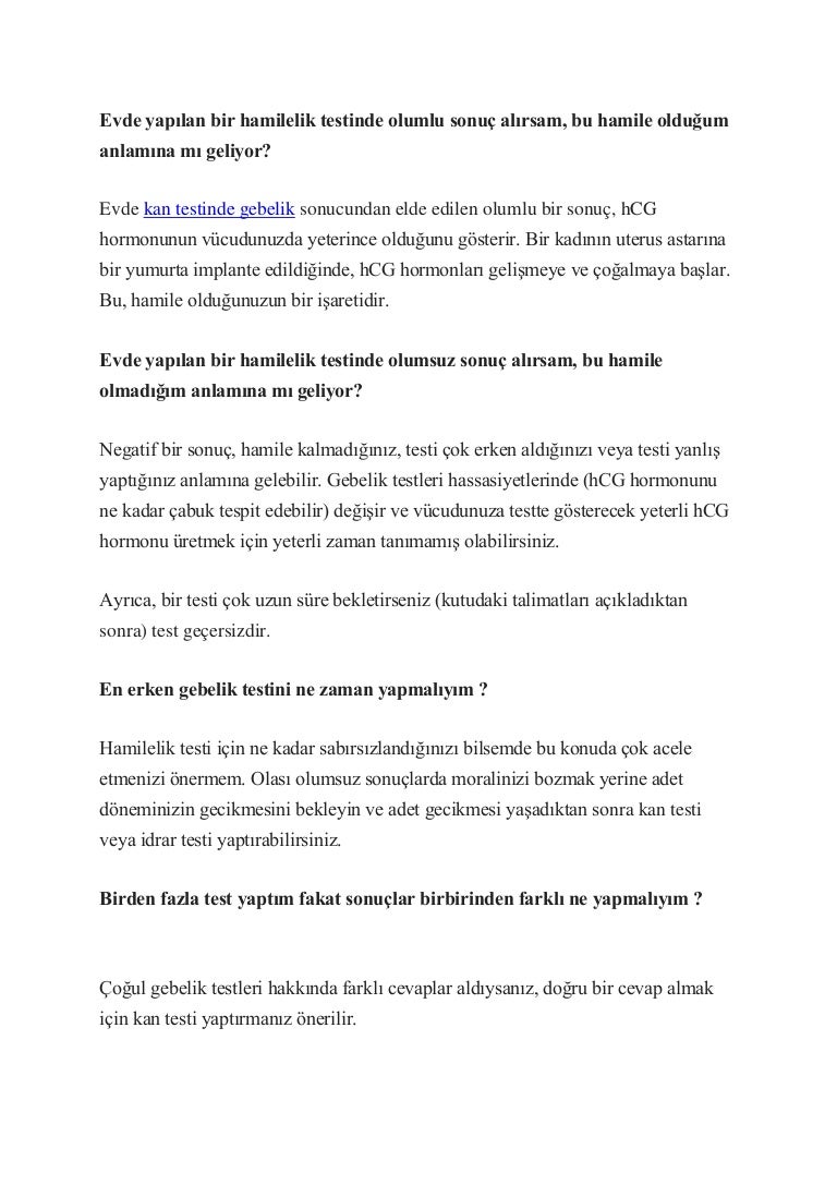 Hcg hormonu ve kanda gebelik (hamilelik) testi Hcg hormonu ve kanda gebelik (hamilelik) testi